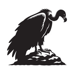Gliding Vulture silhouette with ominous grace – Vulture illustration – Minimalist Vulture vector – Bird silhouette

