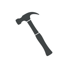 Simple Gray Hammer Icon Isolated on White Background for Construction Repair and DIY Projects