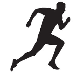 Fototapeta premium Active running man silhouettes, vector illustration