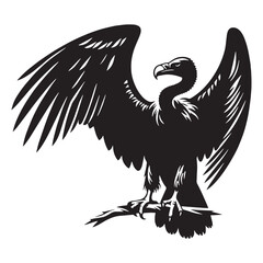 Hovering Vulture silhouette in clean form – Vulture illustration – Minimalist Vulture vector – Bird silhouette

