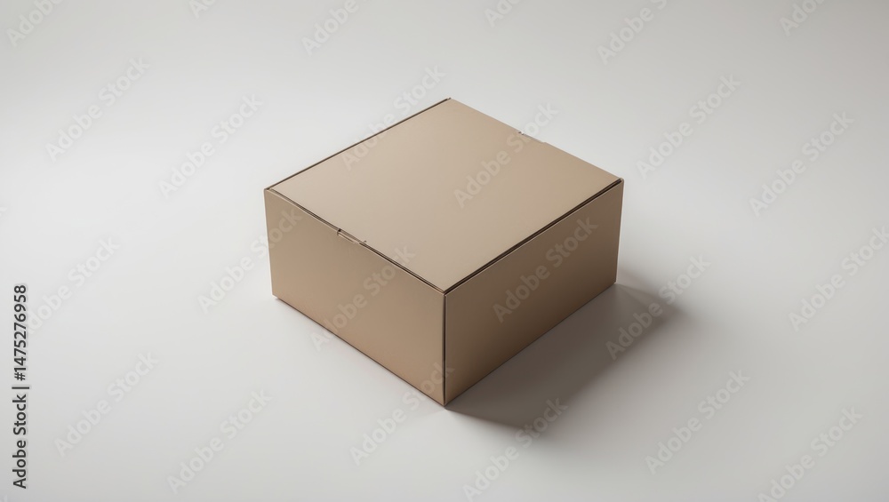 Poster isolated square cardboard container seen from above against a white backdrop