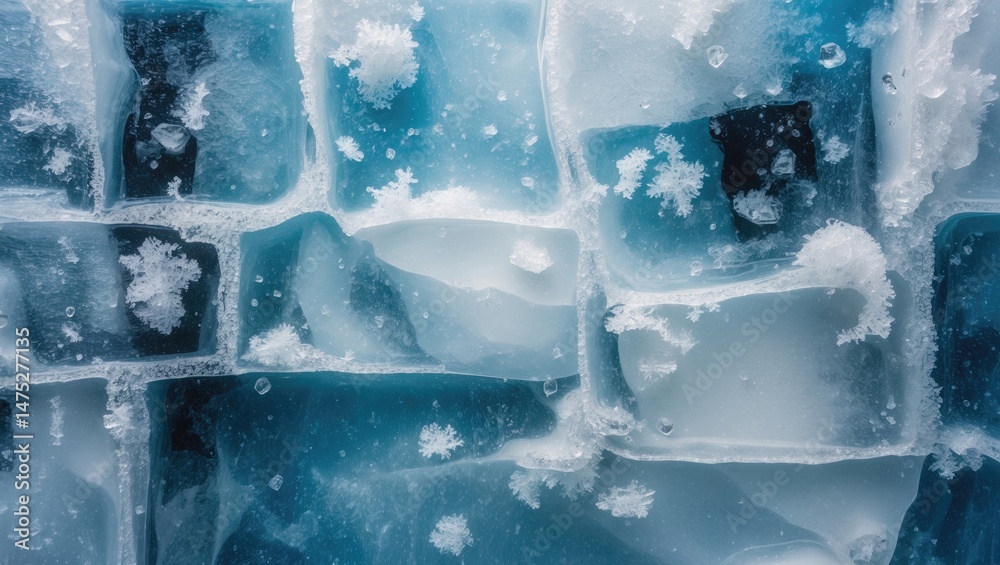 Aufkleber frozen water surface with ice-cube texture and frosty details