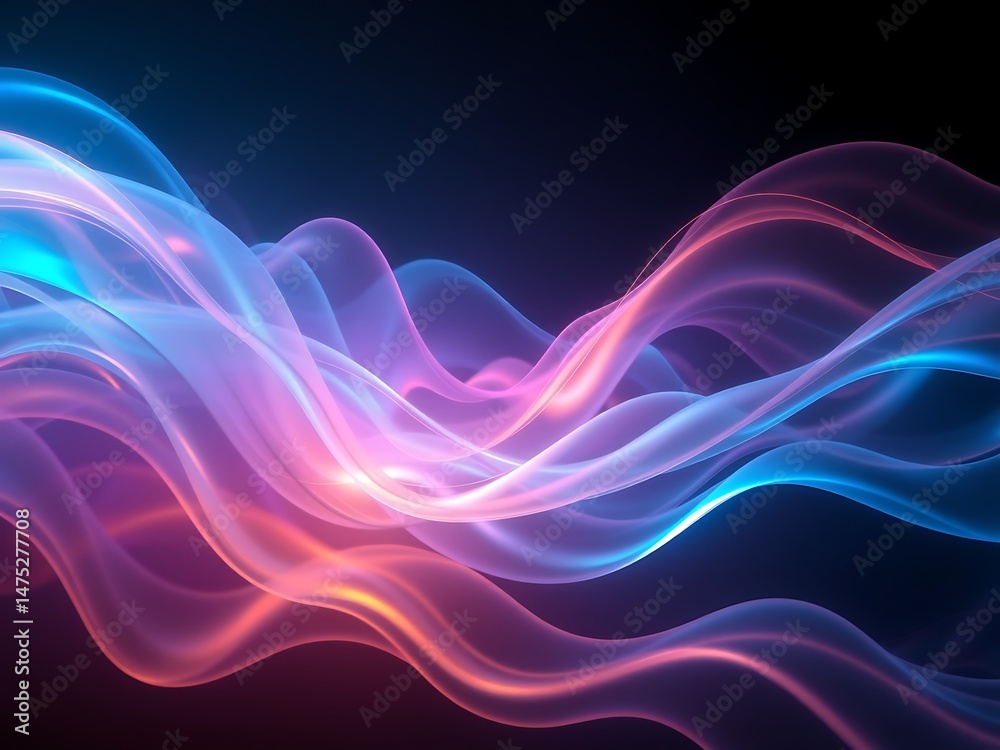 Canvas Prints abstract flowing waves of light with dynamic colors and glowing highlights for creative projects