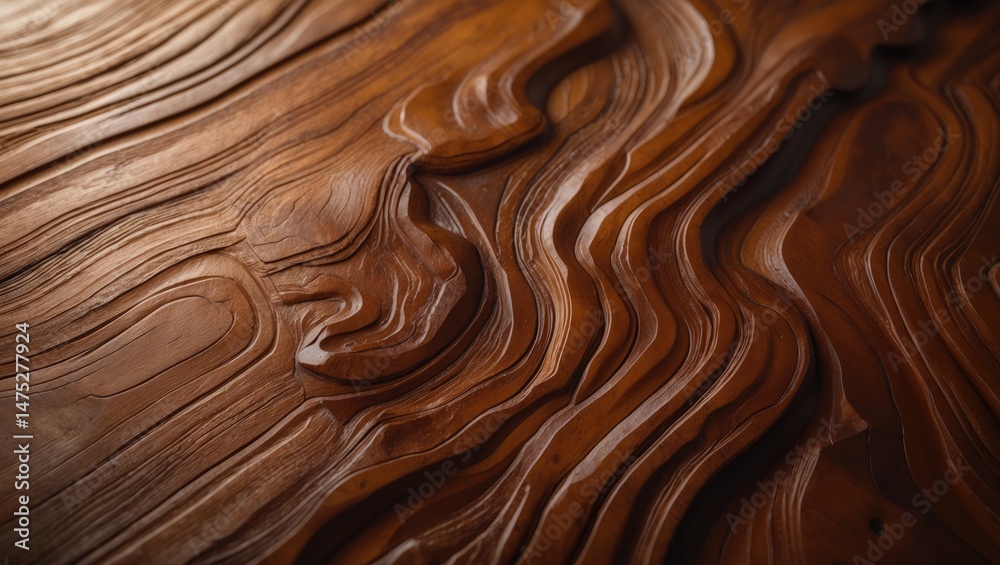 Poster Shiny and textured wooden tabletop with abstract pattern background