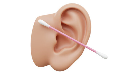 Isolated ear with cotton swab
