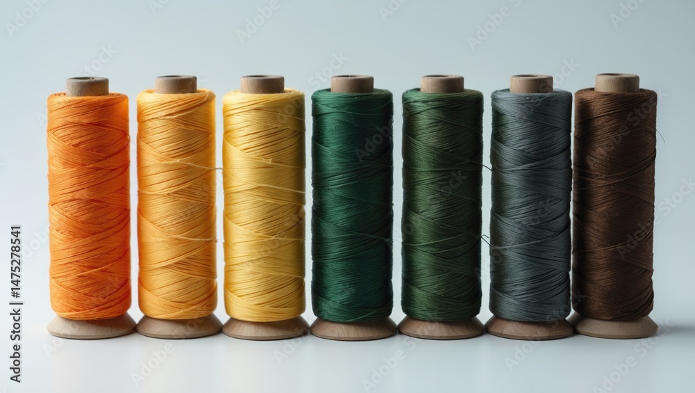 Poster threads wound on a spool against a plain background