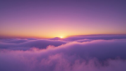 Elegant Sunrise Landscape with Mountain and Cloud Elements in Soft Pastel Colors