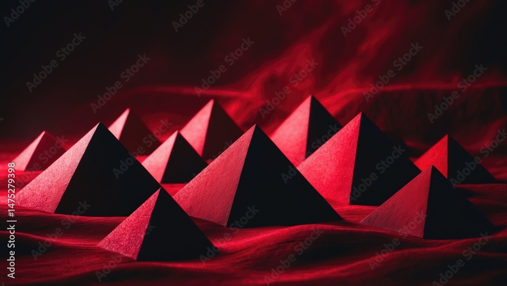 Poster red backdrop with an abstract square pattern design