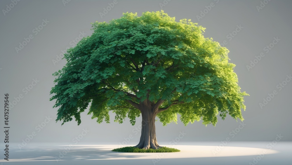 Poster transparent background featuring a lone tree in a green landscape