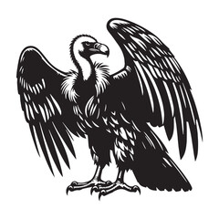 Desert Sky Vulture silhouette gliding low – Vulture illustration – Minimalist Vulture vector – Bird silhouette

