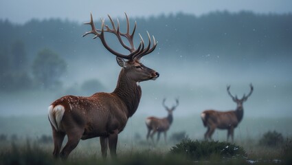 Naklejka premium The red deer is recognized as one of the biggest deer species.