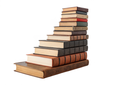 Stacked book mockup PNG, pile of books mockup PNG, book stack PNG, reading material PNG, transparent background image - Powered by Adobe