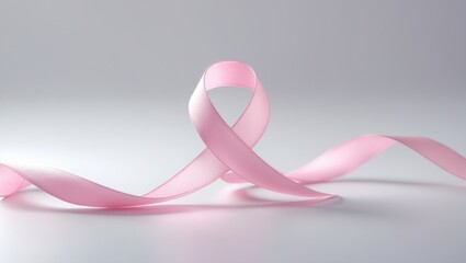 Pink ribbon standalone icon for medicine, health, and awareness concepts with copy space