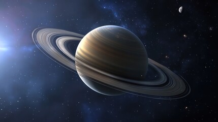 Stunning view of Saturn with its iconic rings in a starry space background, showcasing celestial beauty