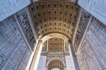Interiors of Triumphal arch (Arc de Triomphe) in Paris, France