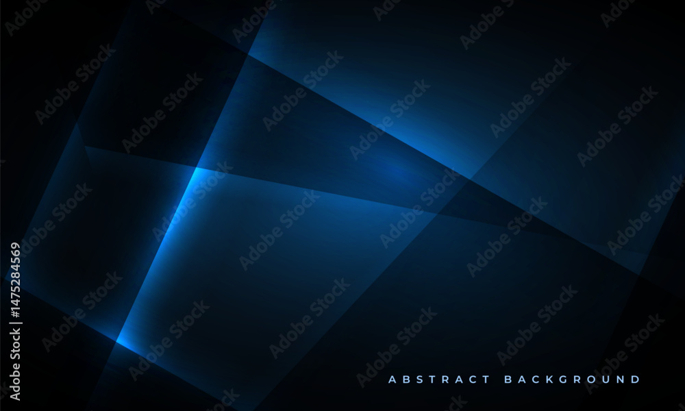 Poster abstract dark blue background with geometric dynamic glowing diagonal lines. modern trandy navy blue