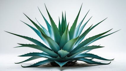 Fototapeta premium single exotic agave leaf isolated on white background