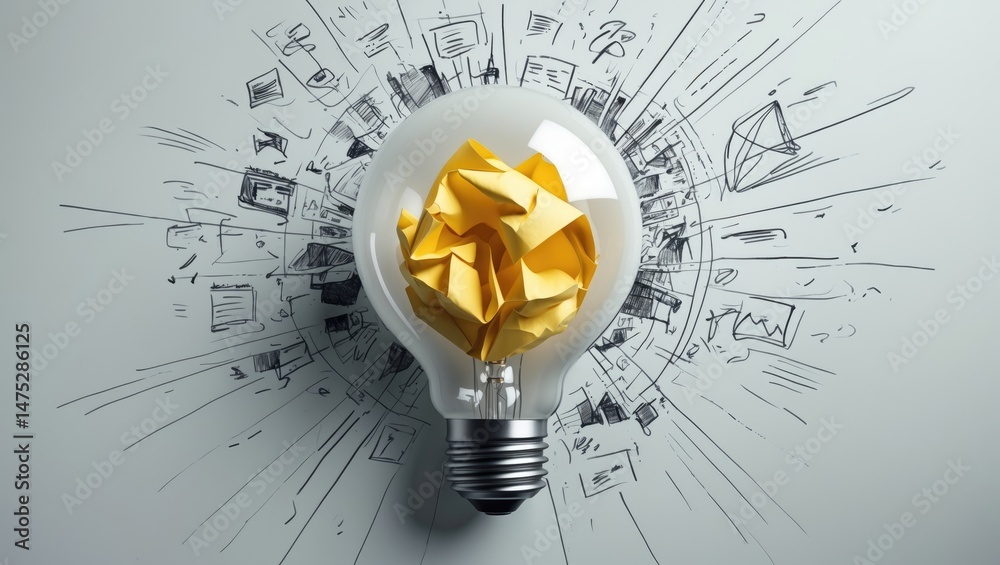 Aufkleber idea and innovation concept focusing on new lighting solutions and business strategies