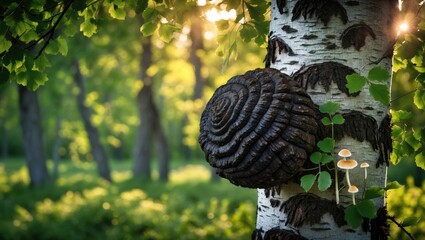 Birch fungus preys on the trunk of trees. Employed as an organic pathogen in alternative medicine.