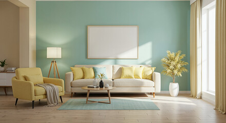 Modern interior mockup of a cozy living room