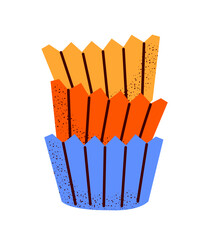 Silicone forms for cooking muffin isolated on white background. Brownie or cupcake drawn entirely by hand. 