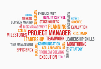 project manager word cloud vector-illustration