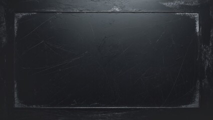 Rugged black chalkboard surface with textured smudges and scratches suitable for backgrounds or artistic use