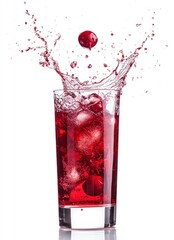 Refreshing Cherry Splash: Icy Drink with Dynamic Visuals