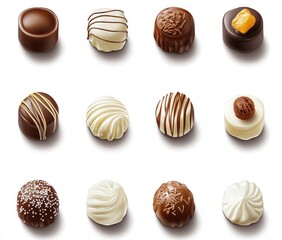 Assorted Gourmet Chocolates: A Delightful Collection of Milk, Dark, and White Chocolate Truffles
