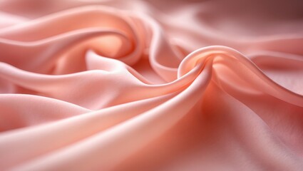 Fototapeta premium Blurred peach fabric featuring soft drapes and a sleek texture.