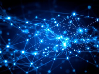 Abstract illustration of a connected network with glowing nodes in vibrant blue color