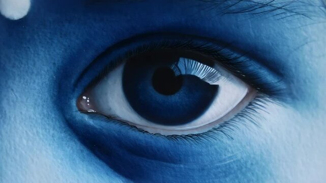 Close up Baby Krishna eye. Janmashtami holiday footage. The birth of Lord Krishna concept.