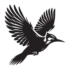 Trunk Clinger Woodpecker silhouette with beak ready – Woodpecker illustration – Minimalist Woodpecker vector – Bird silhouette

