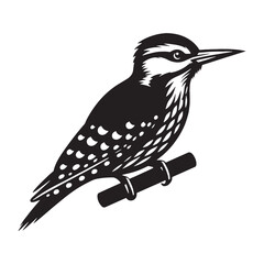 Crested Woodpecker silhouette with strong profile – Woodpecker illustration – Minimalist Woodpecker vector – Bird silhouette

