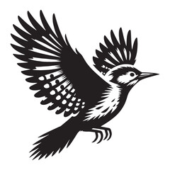 Silent Tapper Woodpecker silhouette – Woodpecker illustration – Minimalist Woodpecker vector – Bird silhouette

