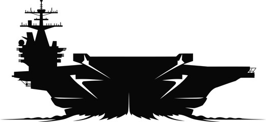 Aircraft Carrier Silhouette Vector Design, Transparent Background.