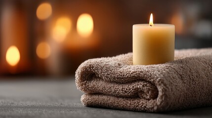 Warm Candle Glow on Soft Towel