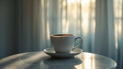 Fototapeta premium A sunny, cozy interior illuminated by natural sunlight and soft furnishings