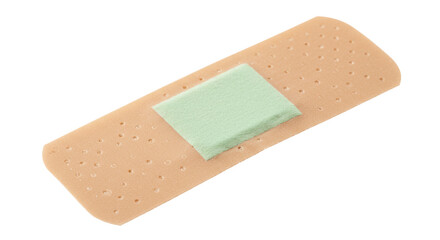 Isolated Adhesive Bandage with Green Pad