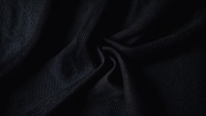 Fototapeta premium Black sports fabric texture macro image showing smooth surface and fine cloth on textile background