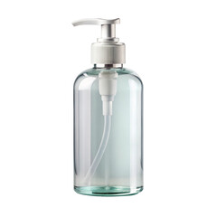 Hand sanitizer bottle with pump on white background