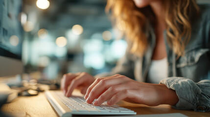 Digital marketing manager editing social media post during virtual meeting