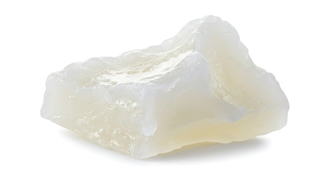 Single irregular chunk of solid white or off-white waxy substance, possibly solidified coconut oil, shea butter, cocoa butter, or natural beeswax, showcasing its characteristic texture and slight tran