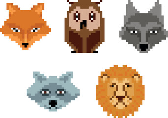 Wild Animals Pixel Art set