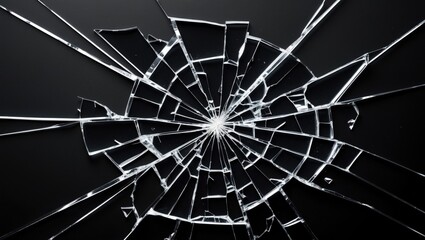 Obraz premium Damaged glass lying on a black canvas.