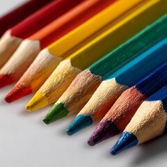 Rainbow Colored Pencils Closeup