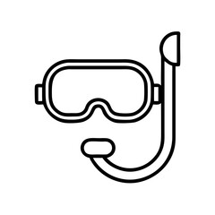 Diving mask and snorkel outline icon for water sports  