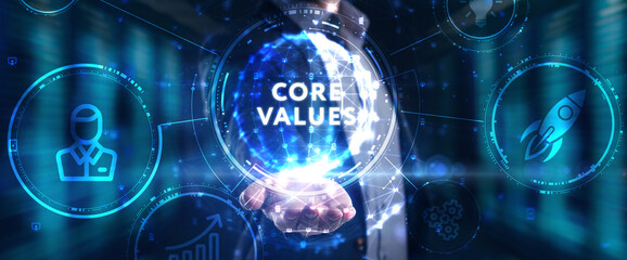 Business, Technology, Internet and network concept. Core values responsibility ethics goals company concept.