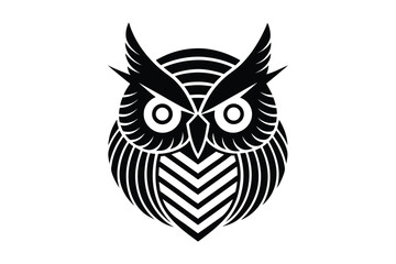 Owl head logo, silhouette Vector bundle  illustration