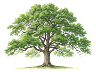 Obraz premium White oak tree PNG, deciduous hardwood tree PNG, large forest tree PNG, botanical oak illustration PNG, transparent background image